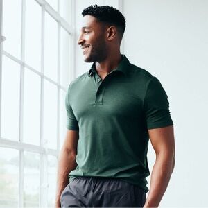 Quince Flowknit Breeze Performance Polo Forest Green Men’s M Short Sleeve Shirt